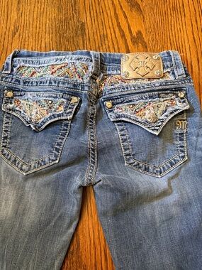 Miss Me Signature Bootcut Jeans Size 28 Embellished Flap Pockets Y2K Bling